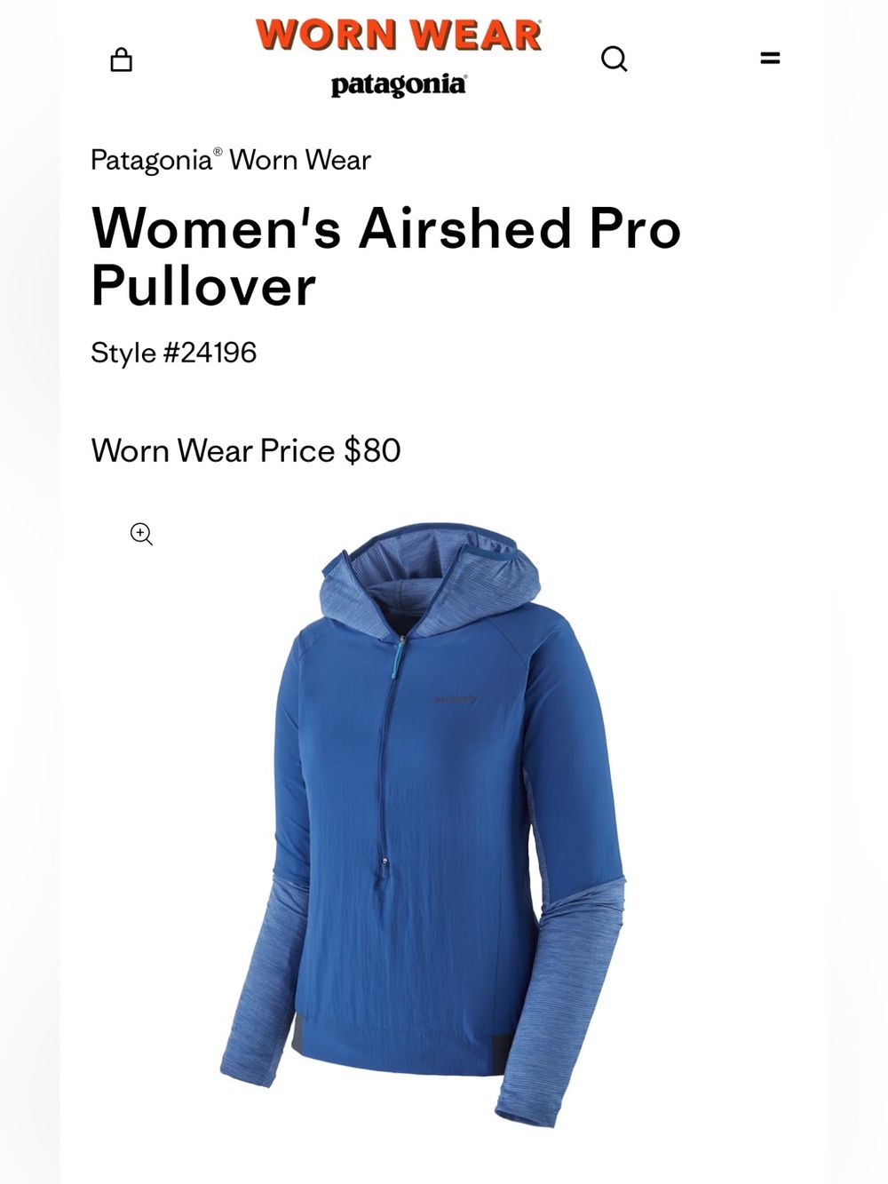 Patagonia Women's Airshed Pro Pullover 1/2 Zip Jacket Sz Small Superior Blue